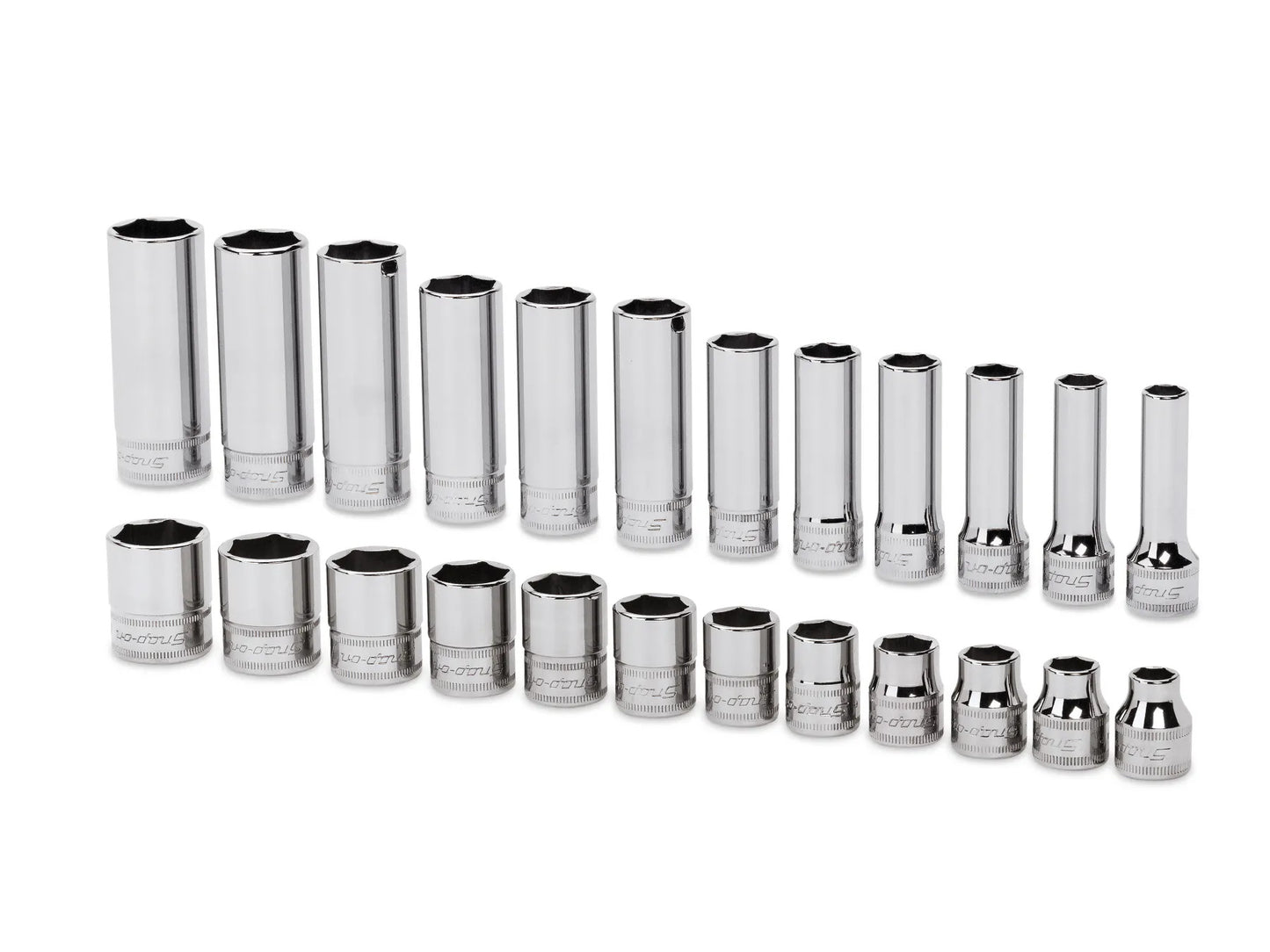 Snap-On 24 pc 3/8" Drive 6-Point Metric Flank Drive® Shallow/Deep Combination Socket Set (8-19 mm) SKU: 224SFFSM