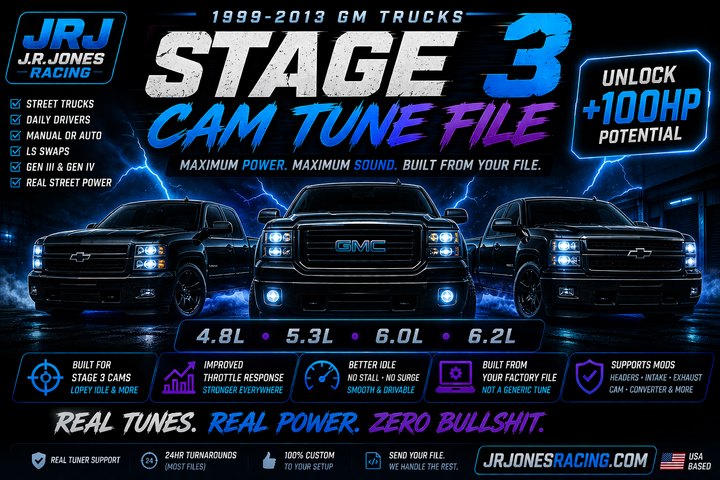 1999–2013 Silverado / Sierra / Yukon / Denali (4.8L, 5.3L, 6.0L ETC | Sloppy Mechanics Stage 3 Cam Tune Files | 450HP | HP Tuners Required)