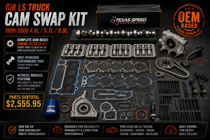 1999–2006 GM LS Cam Swap Kit – OEM Engine Refresh Kit w/ Texas Speed NSR Cam – 4.8 5.3 6.0 Silverado Sierra Tahoe