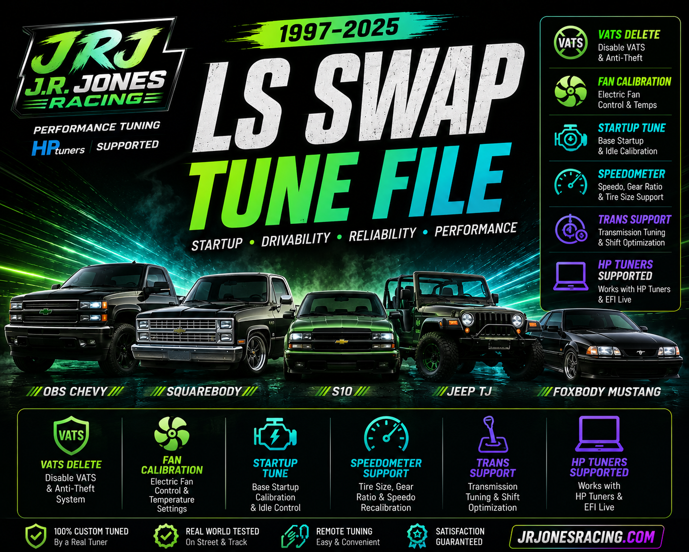 1997-2025 LS Swap Tune File | VATS Delete Fan Control Startup Tune | HP Tuners & EFI Live