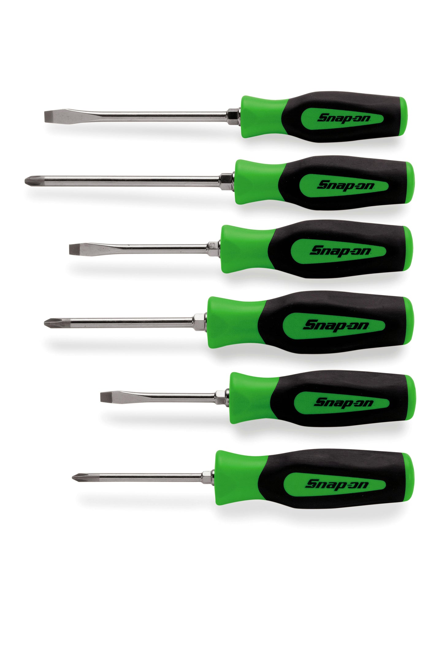 Snap-On 6 pc Combination Instinct® Soft Grip Screwdriver Set (Green) SKU: SGDX60BG